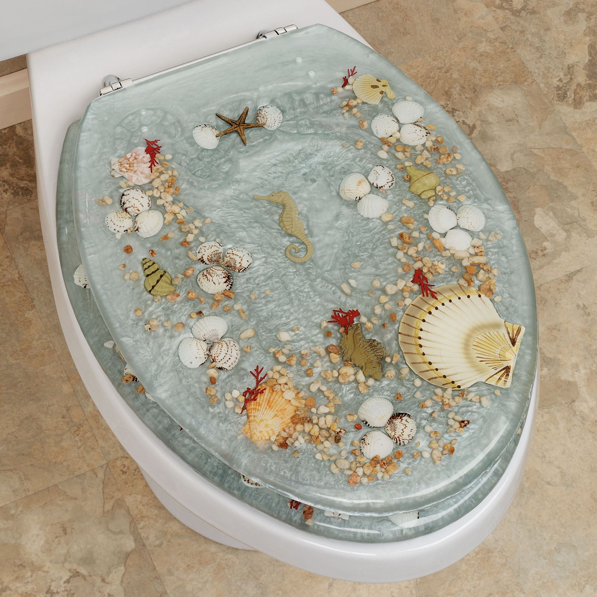 Shell Tile Toilet Jewel Shell Elongated Toilet Seat