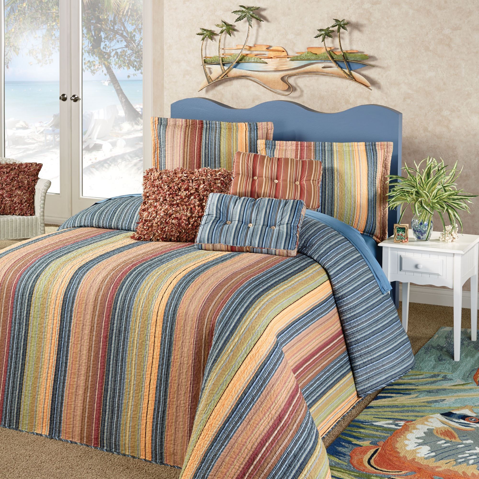 HESTIN 5 Piece Boho Queen Size 90 X 90 Reversible Bedspread