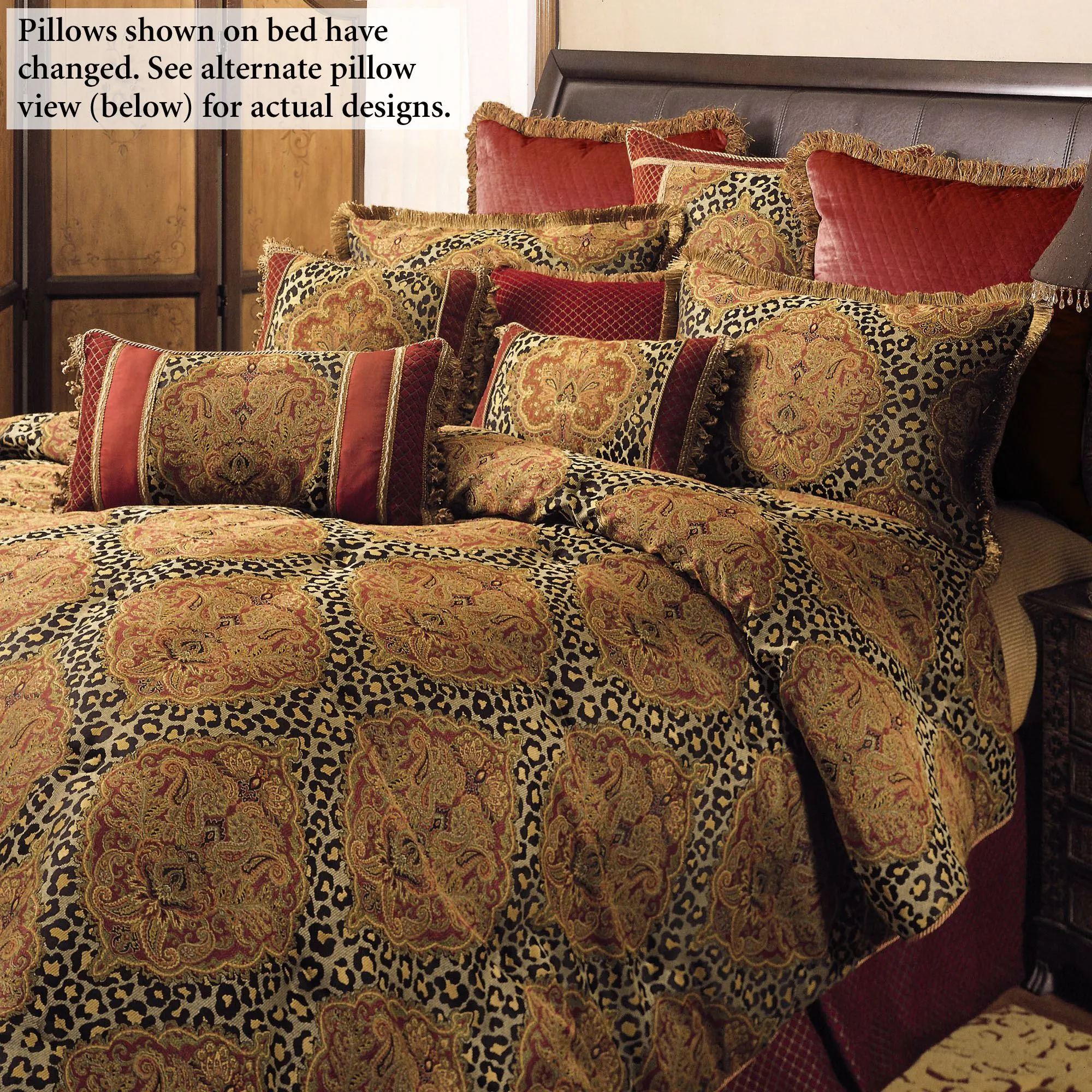 Temara Damask Leopard Print Comforter Bedding - Main Image