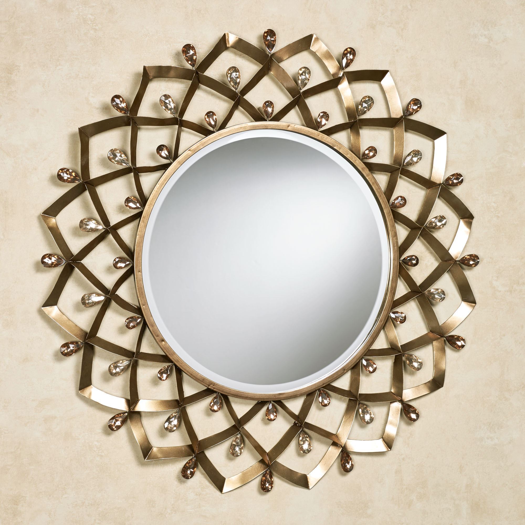 Madigan Jeweled Metal Round Wall Mirror