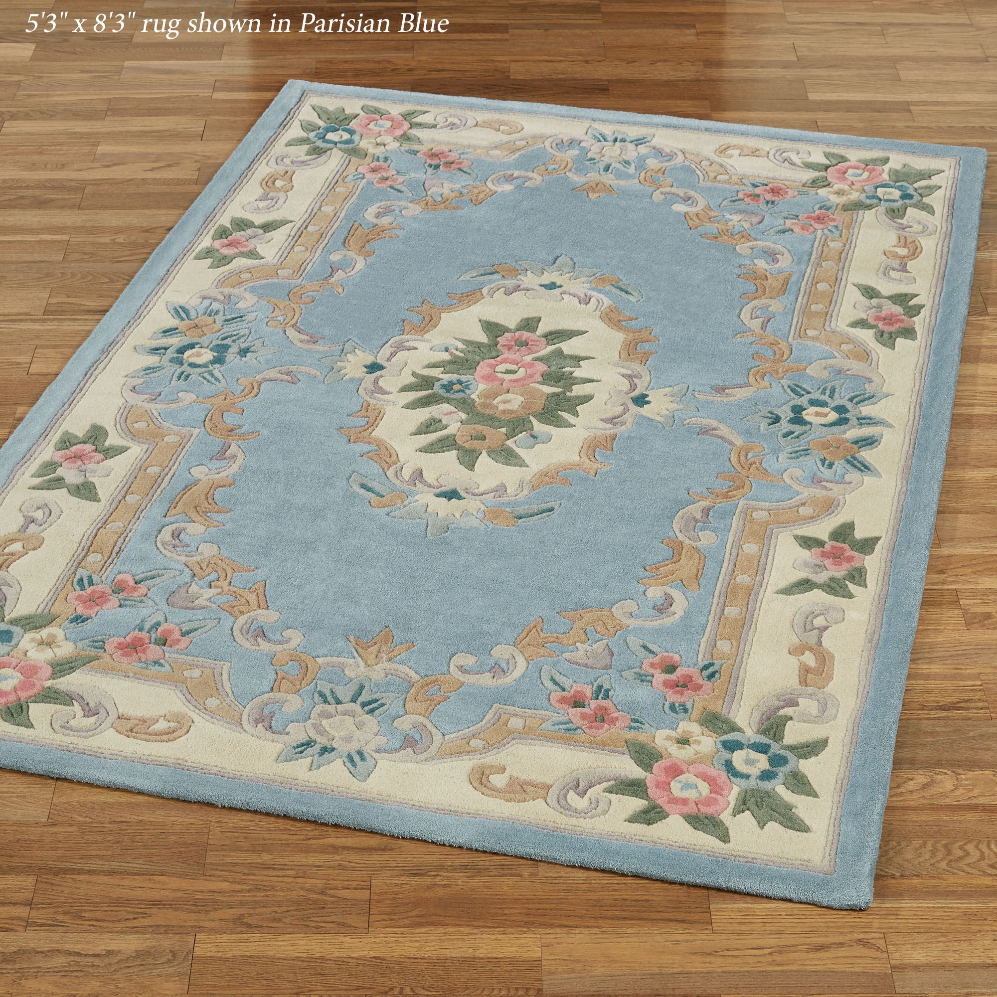 Serena Aubusson II Floral Wool Dining Room Size Area Rugs
