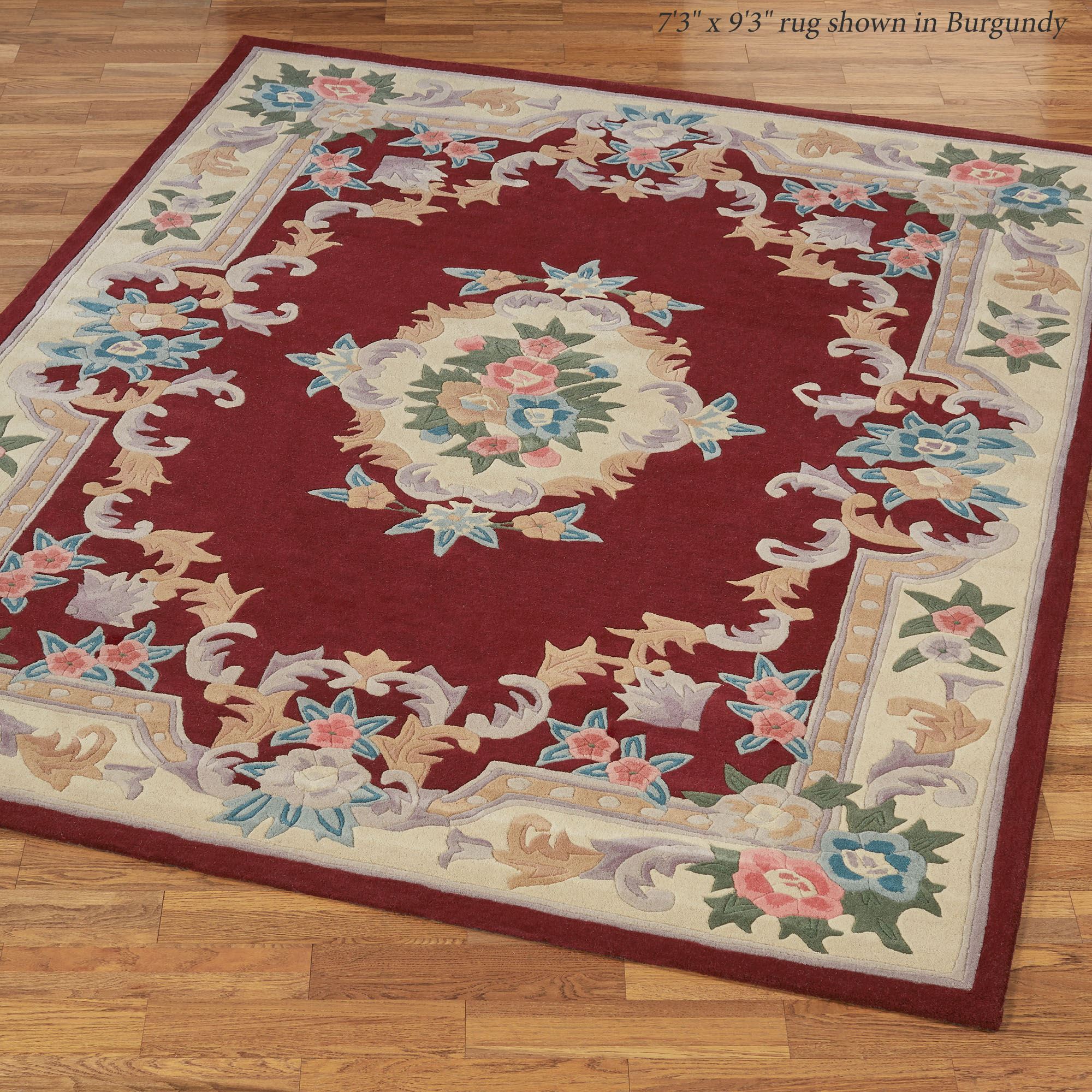 Serena Aubusson II Floral Wool Oval Rugs