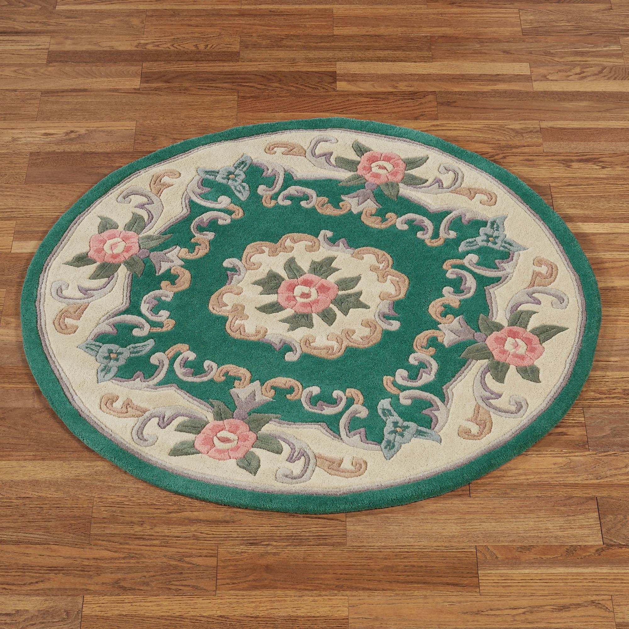Serena Aubusson II Floral Wool Dining Room Size Area Rugs