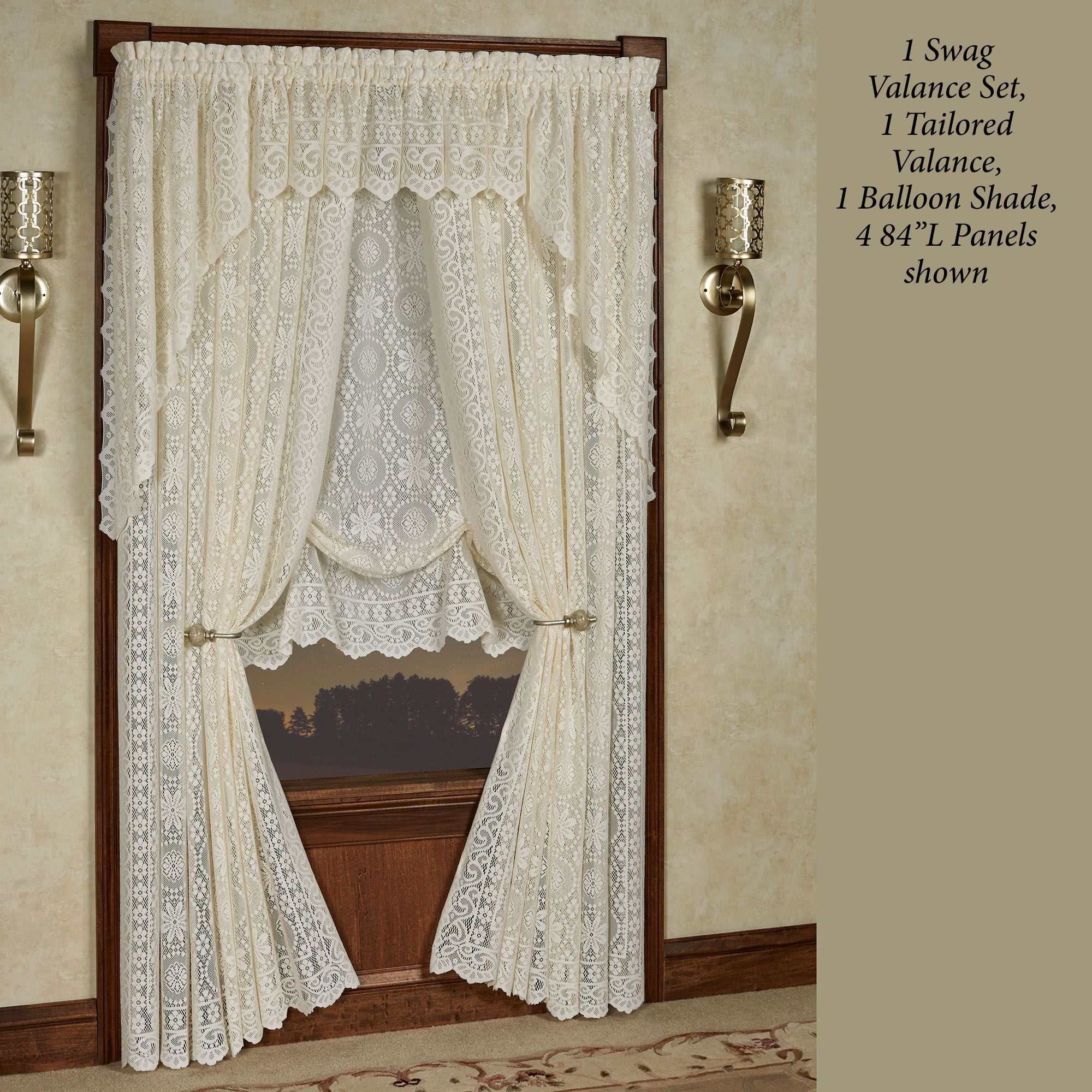 Tenda A Pannello In Pizzo Lorraine Home Fashions Hopewell, Bianca, 147,3x96,5 Cm, In Poliestere, Con 2 Swags Inclusi