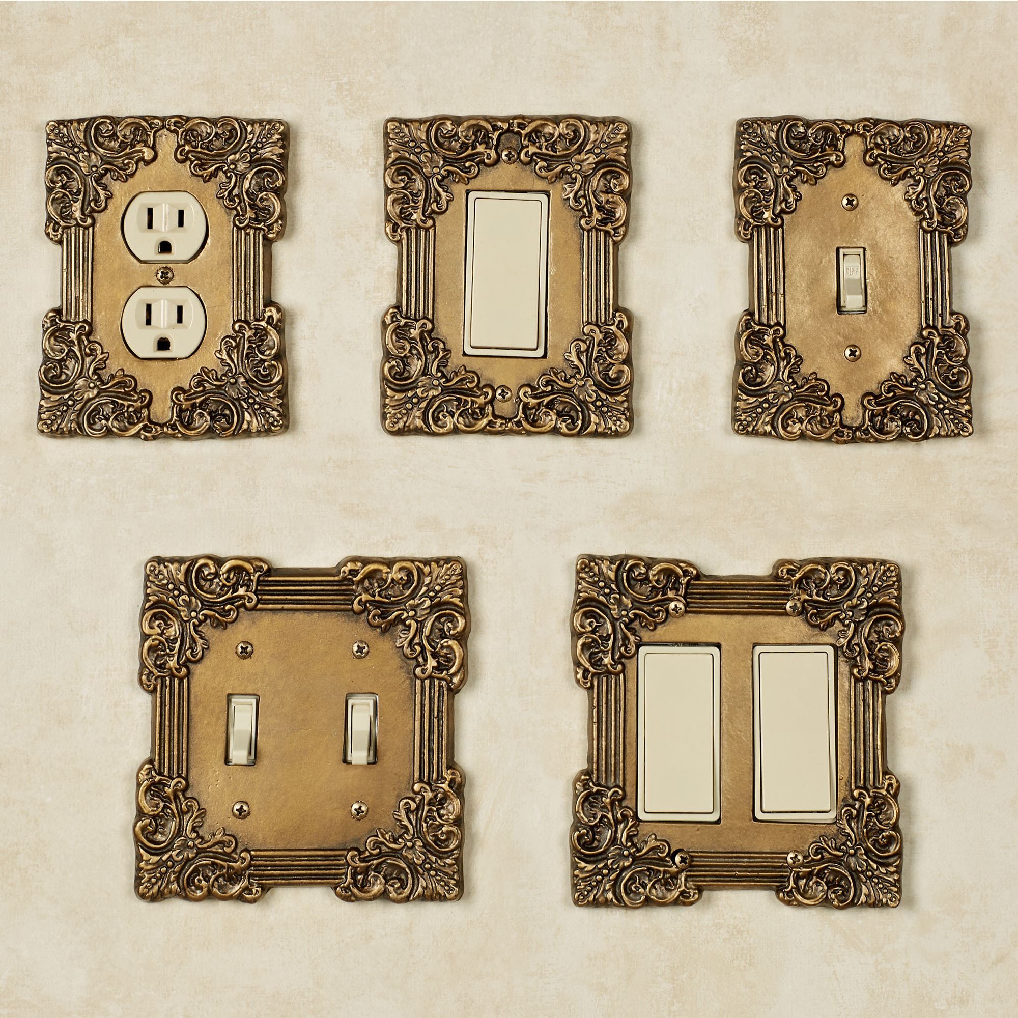 thumbnail image 2 of Gold Filigree Ribbon Light Switch Cover - Outlet & Night Light - Handmade Decor 2 of 6