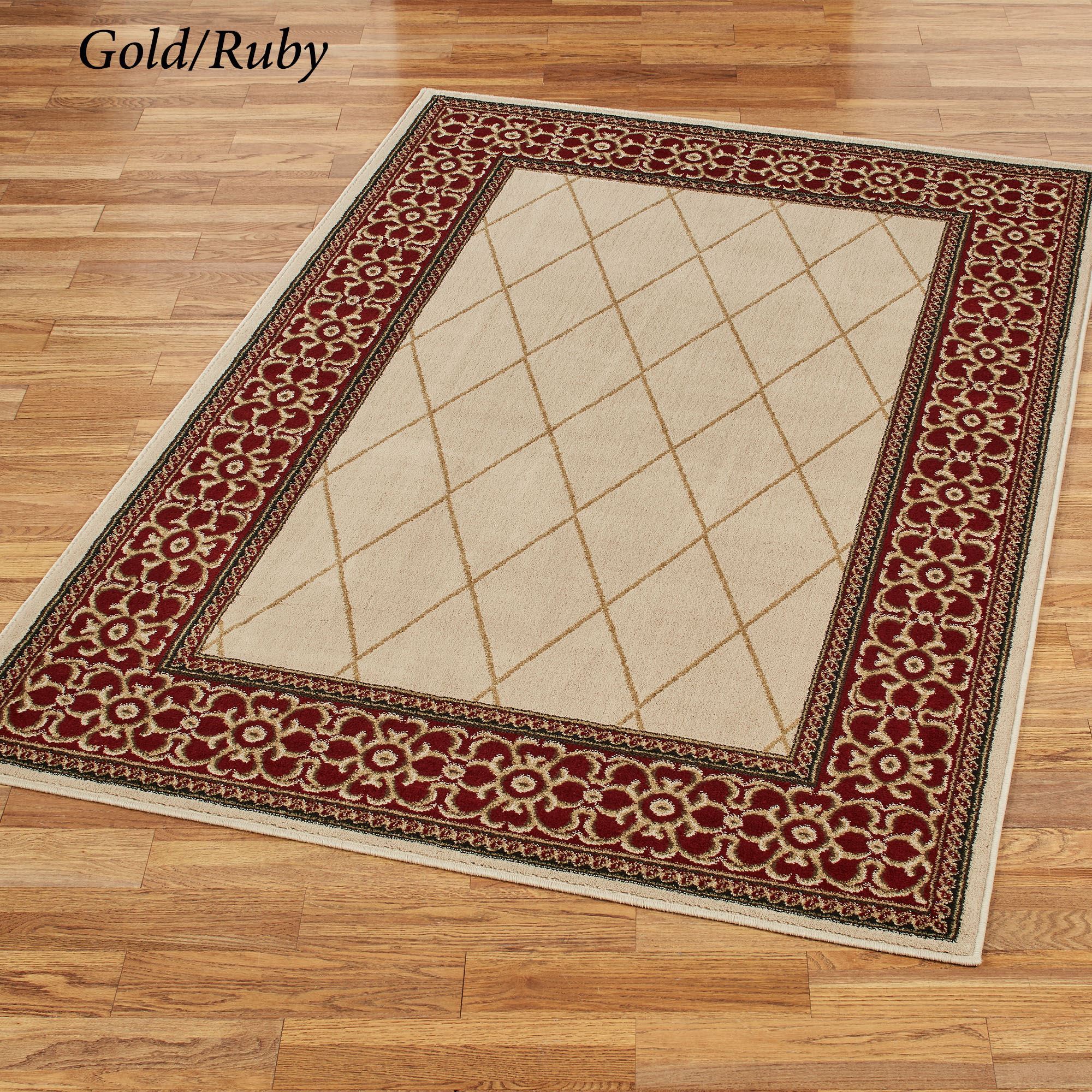 Hastings Gold and Ruby Lattice Area Rugs