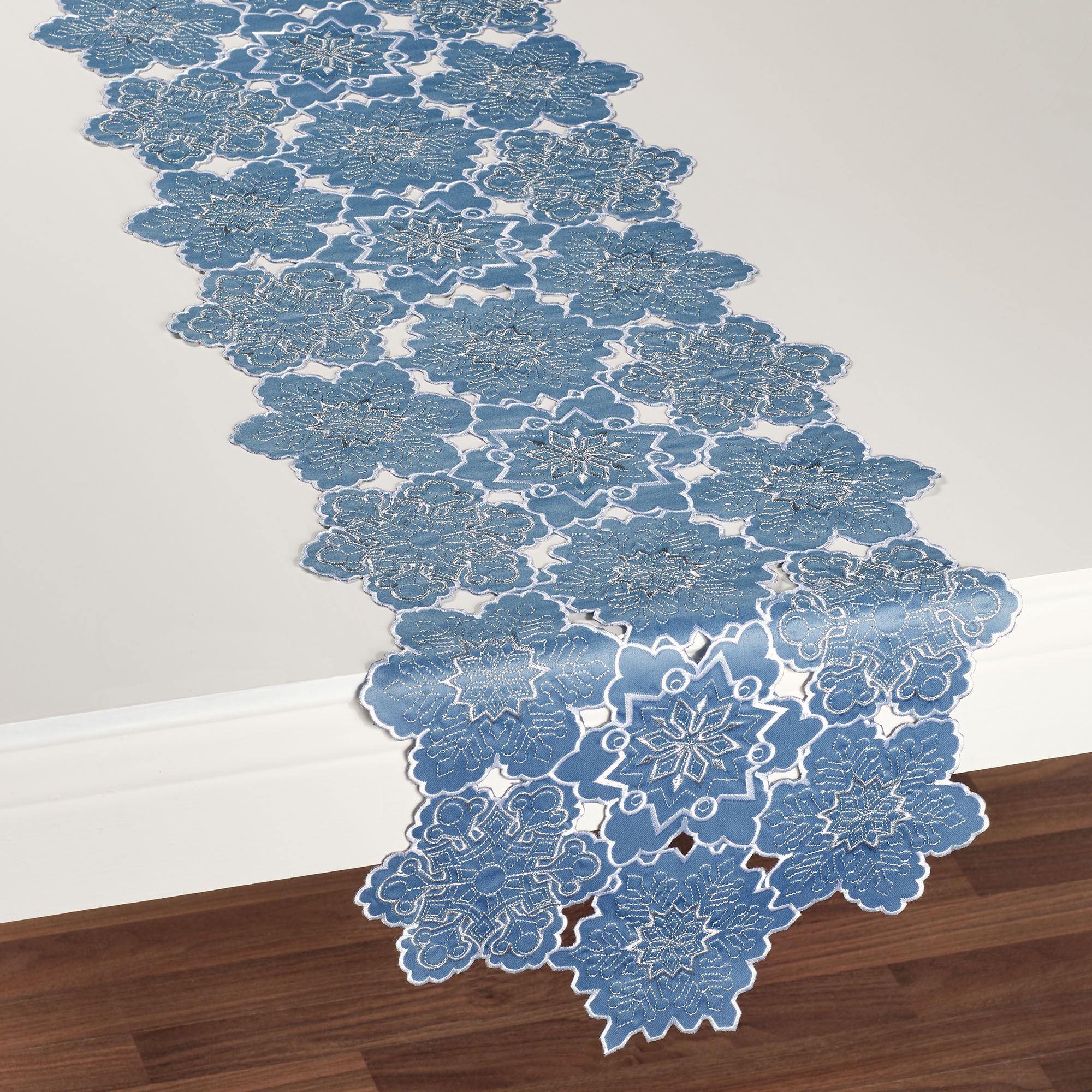 Snowfall Celestial Blue Winter Table Linens