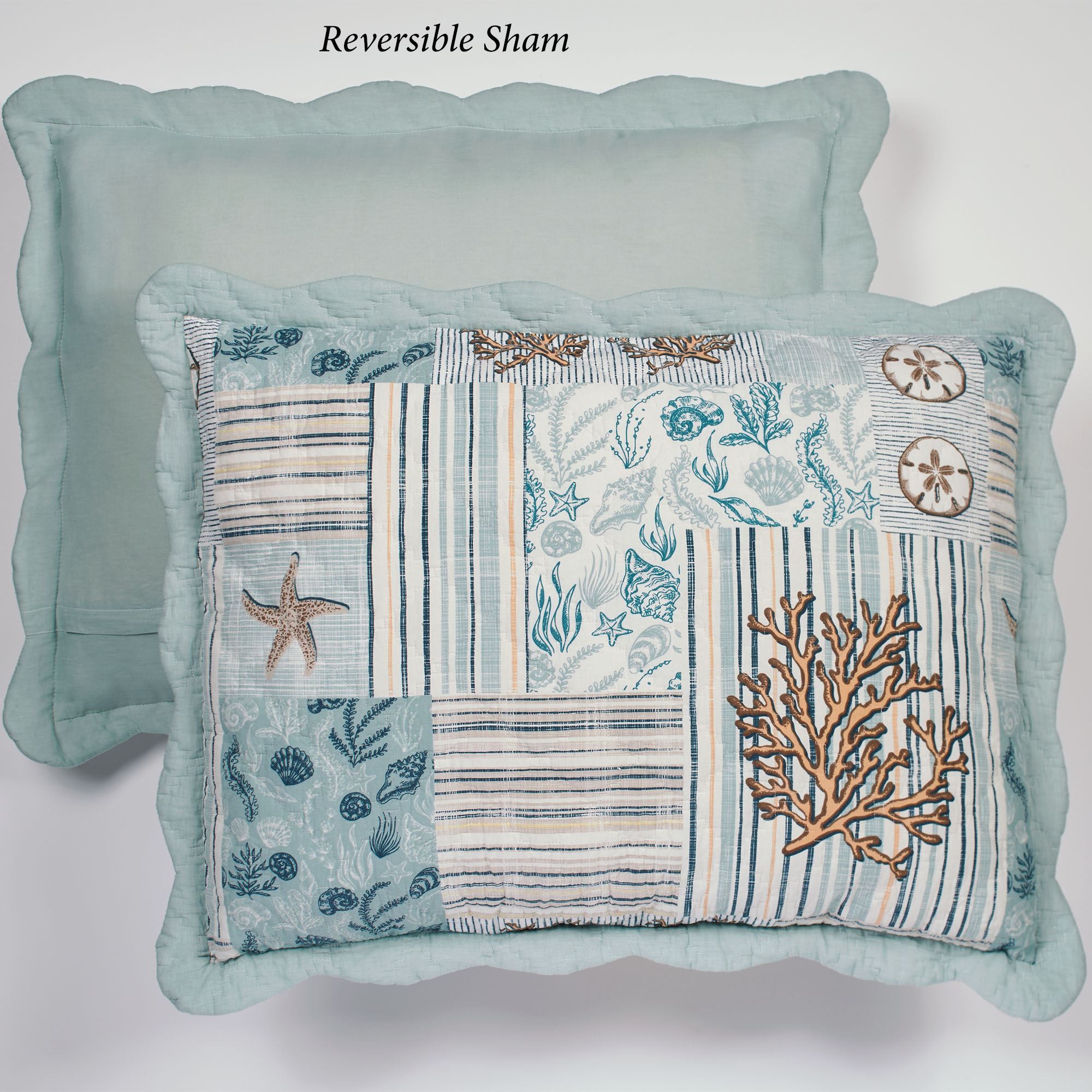 Shell Harbor Aqua Coastal Quilt Set Bedding