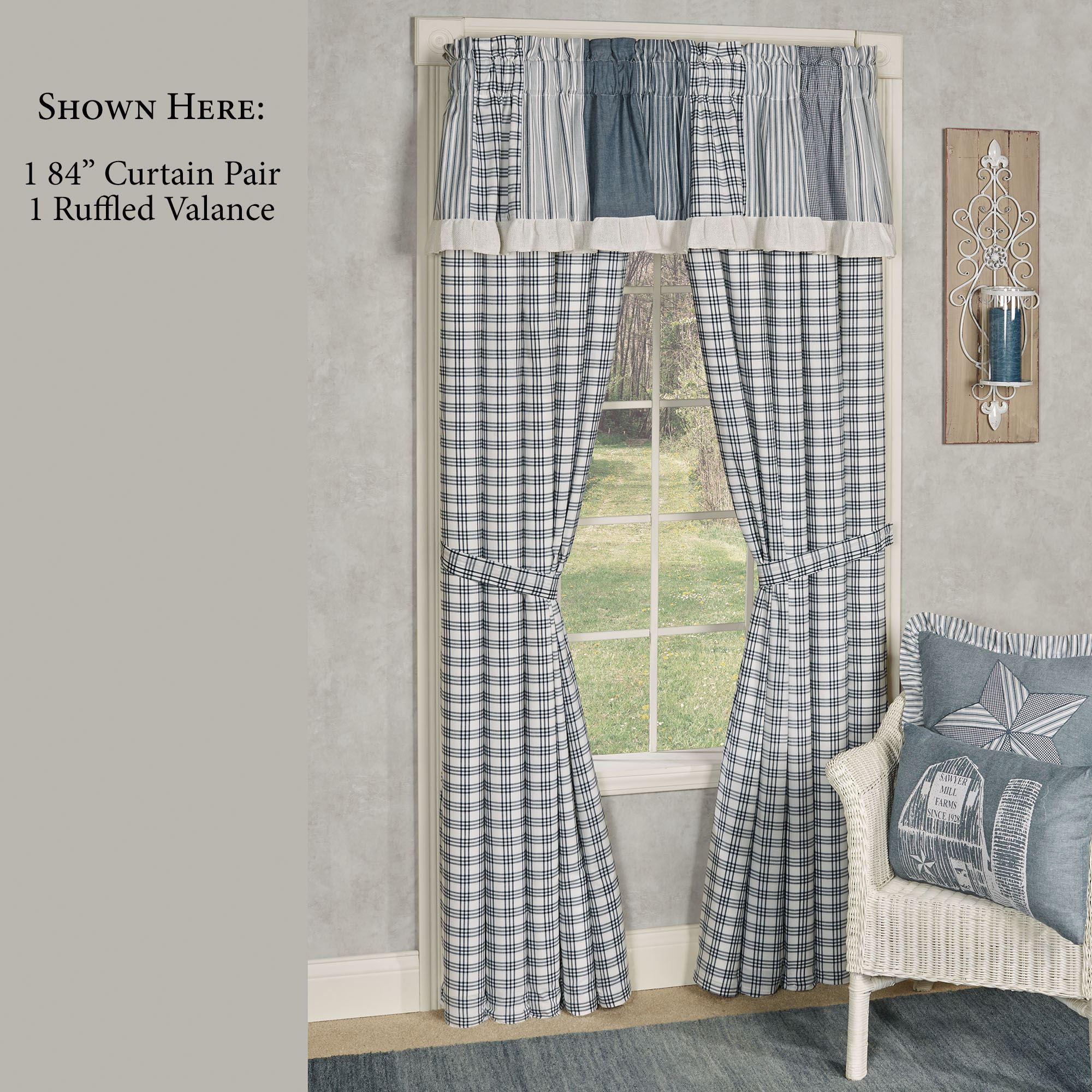 Sawyer Mill Blue Ruffled Valance Window Treatment