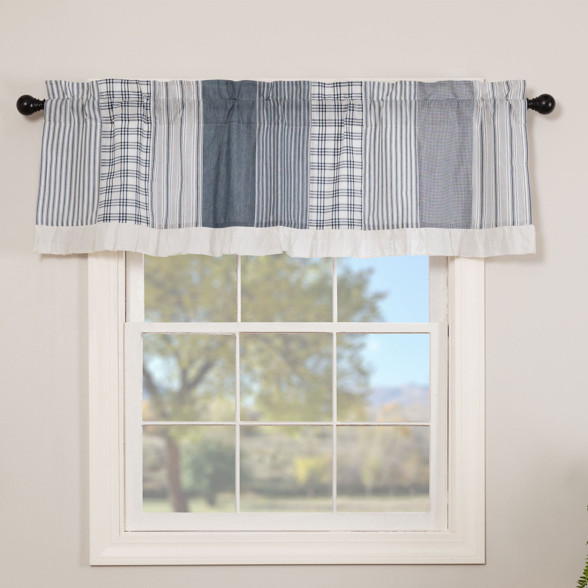 Sawyer Mill Blue Ruffled Valance Window Treatment