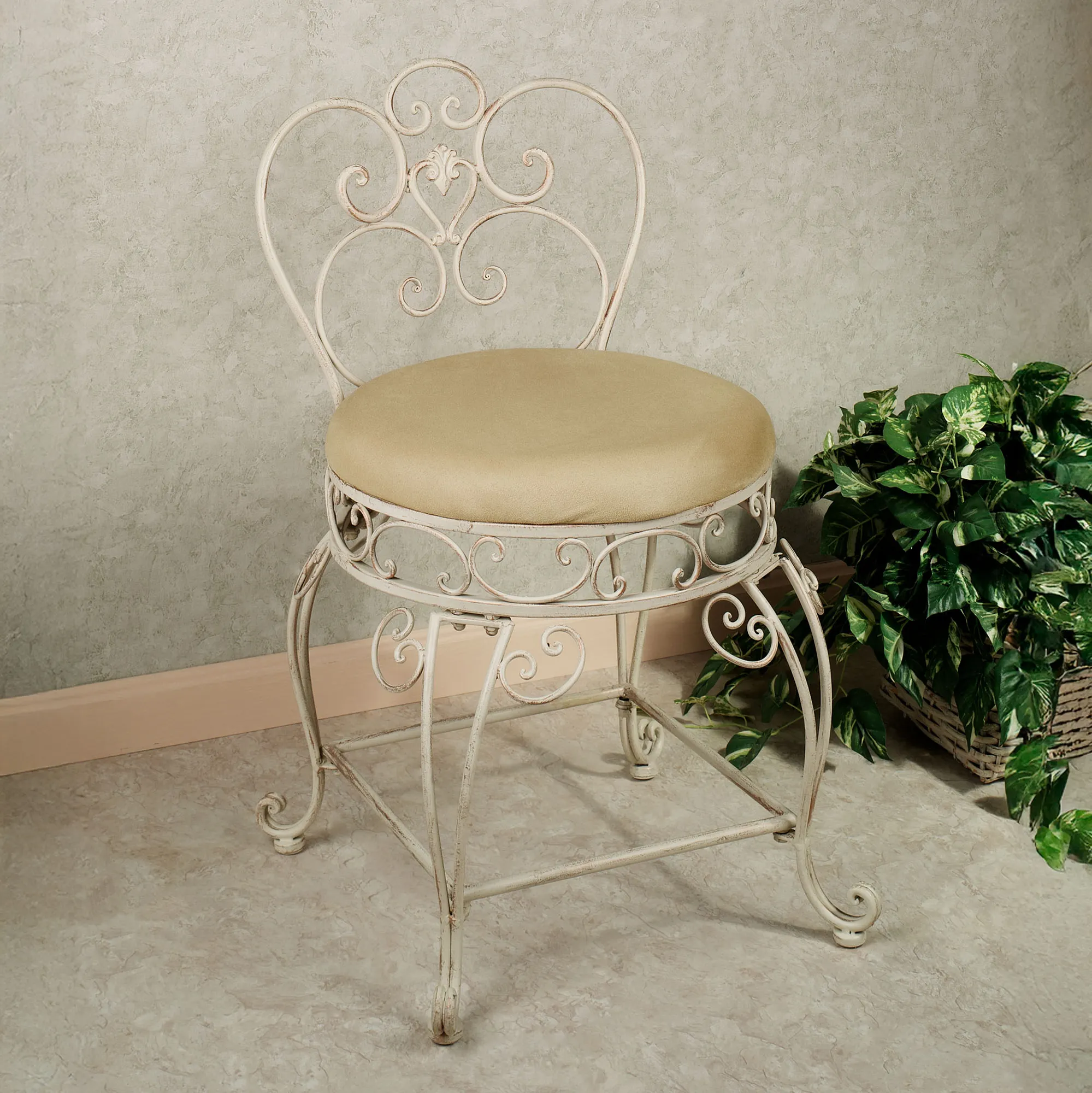 Aldabella Creamy Gold Upholstered Vanity Chair