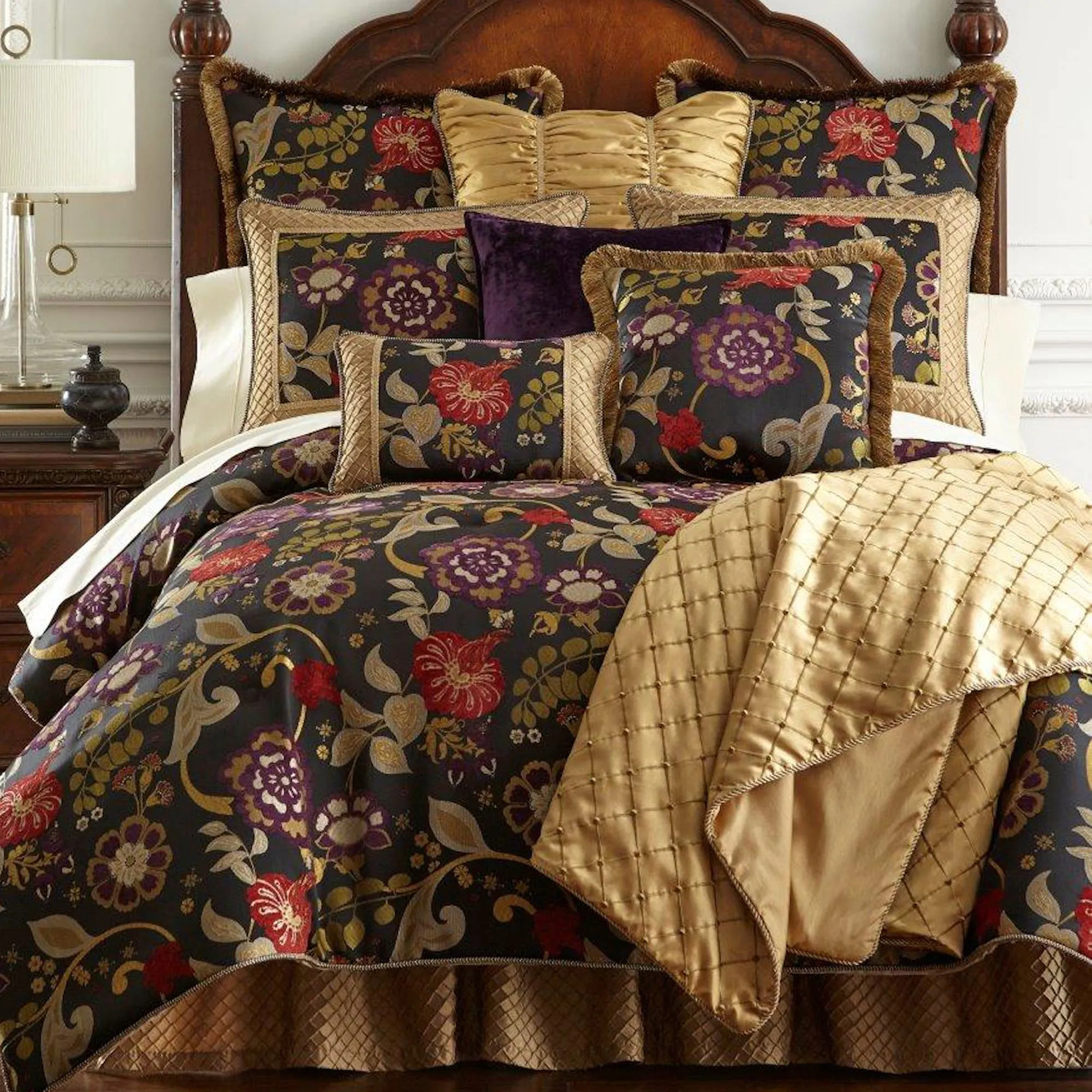 Escapade Black Floral Comforter Bedding by Austin Horn Classics Escapade Black Floral Comforter Bedding by Austin Horn Classics