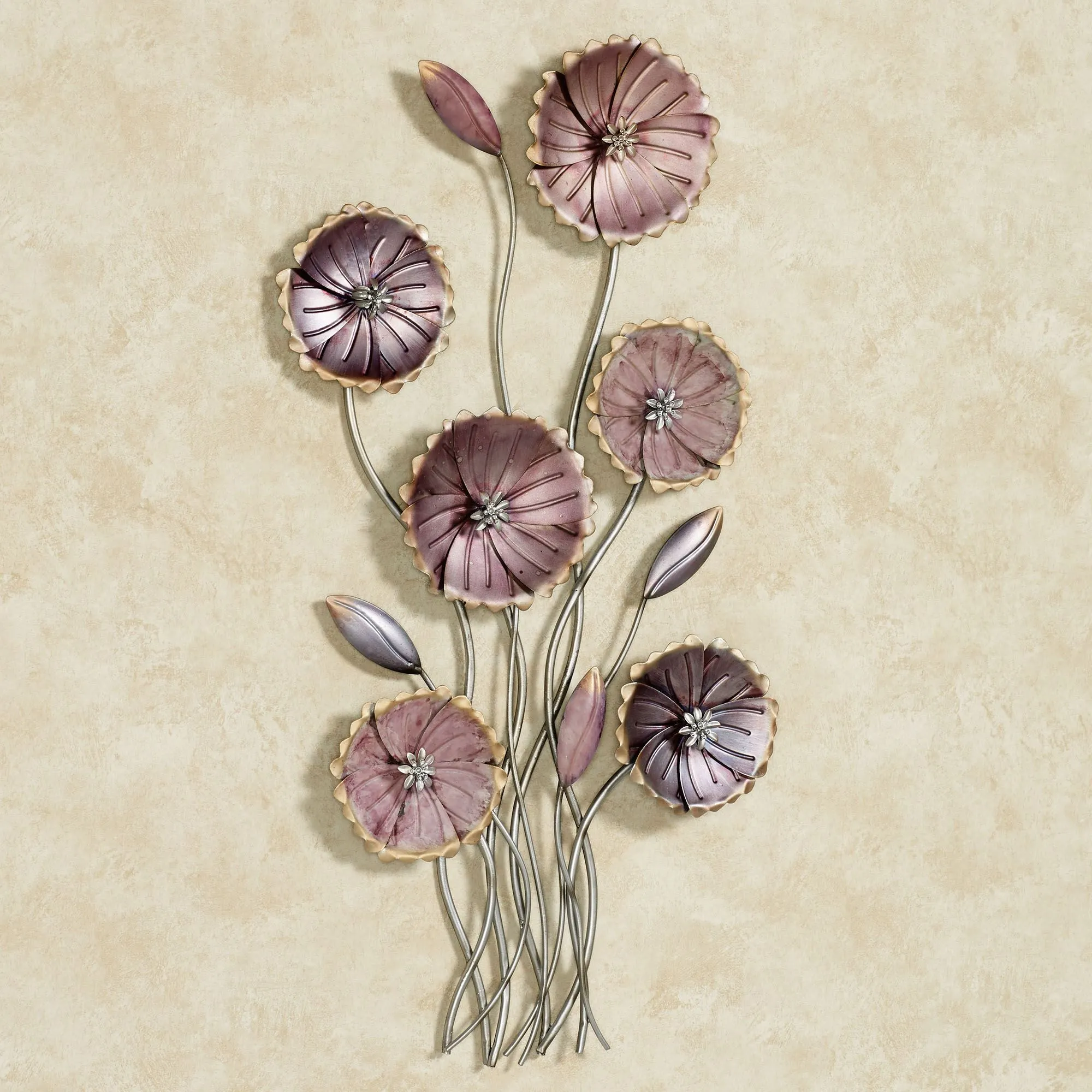 Charming Floral Array Purple Metal Wall Art