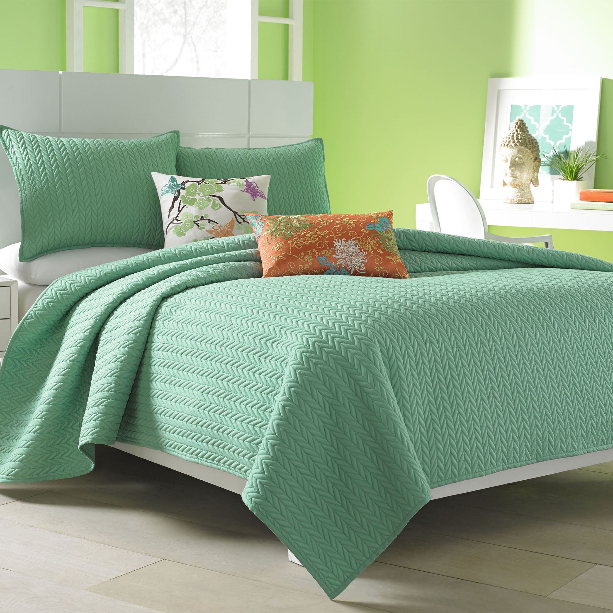 Solid Color Coverlets Camdyn Bright Solid Color Quilted Coverlet from J Queen Bold