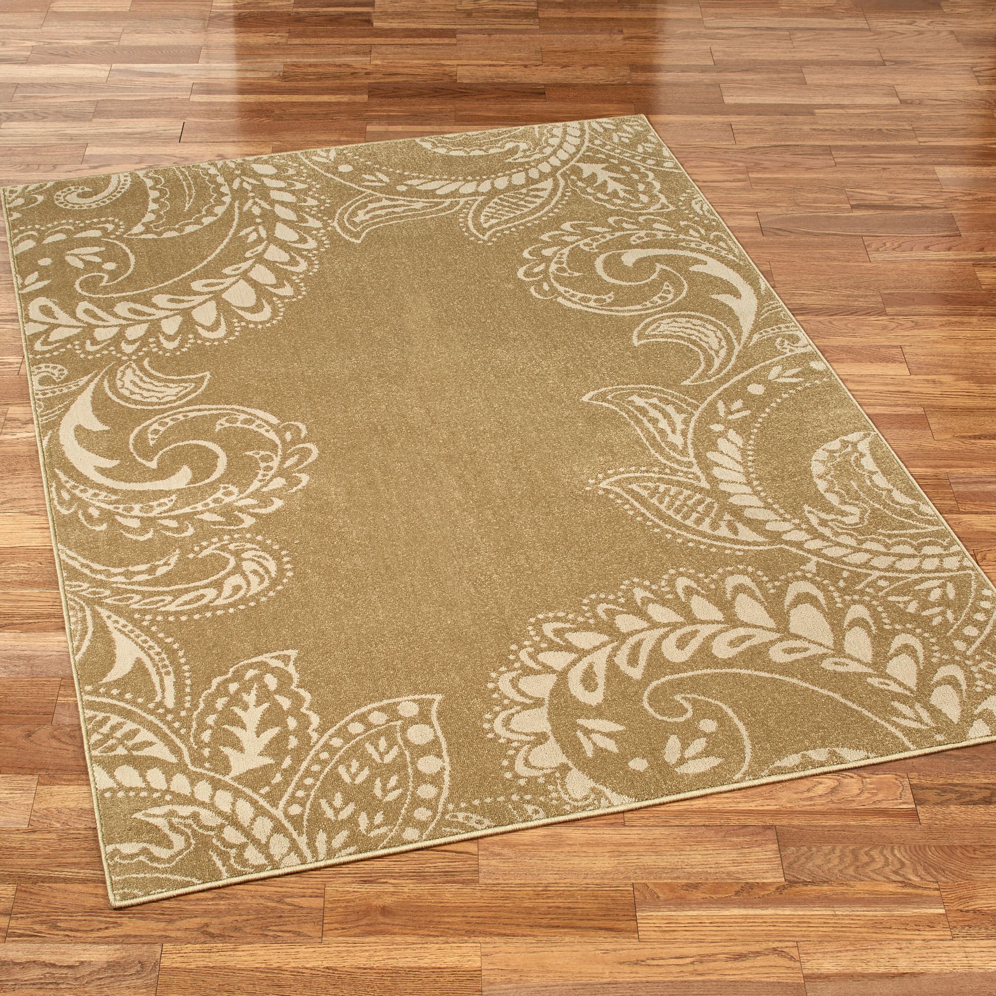 Kamaria Golden Bronze Paisley Area Rugs