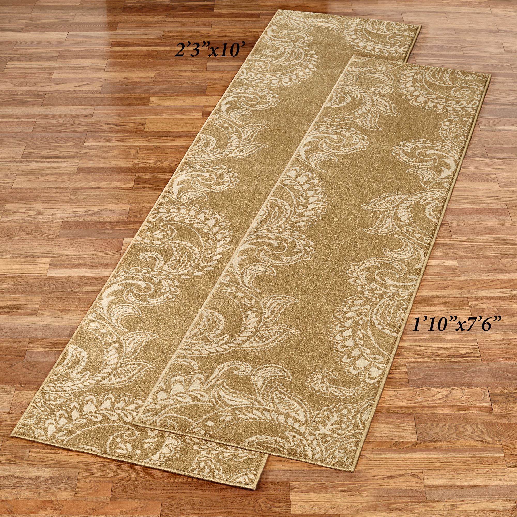 Kamaria Golden Bronze Paisley Rug Runners
