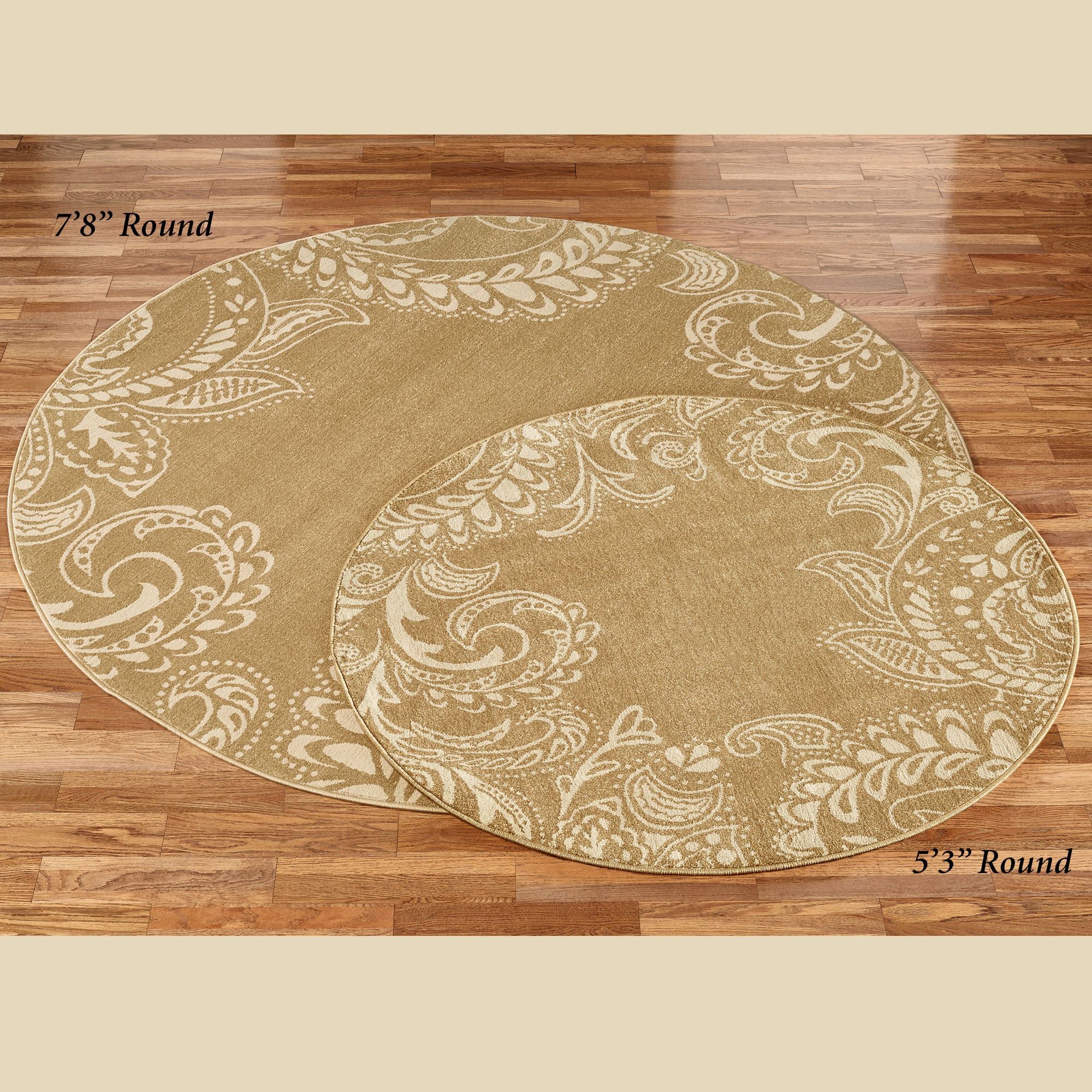 Kamaria Golden Bronze Paisley Round Rugs