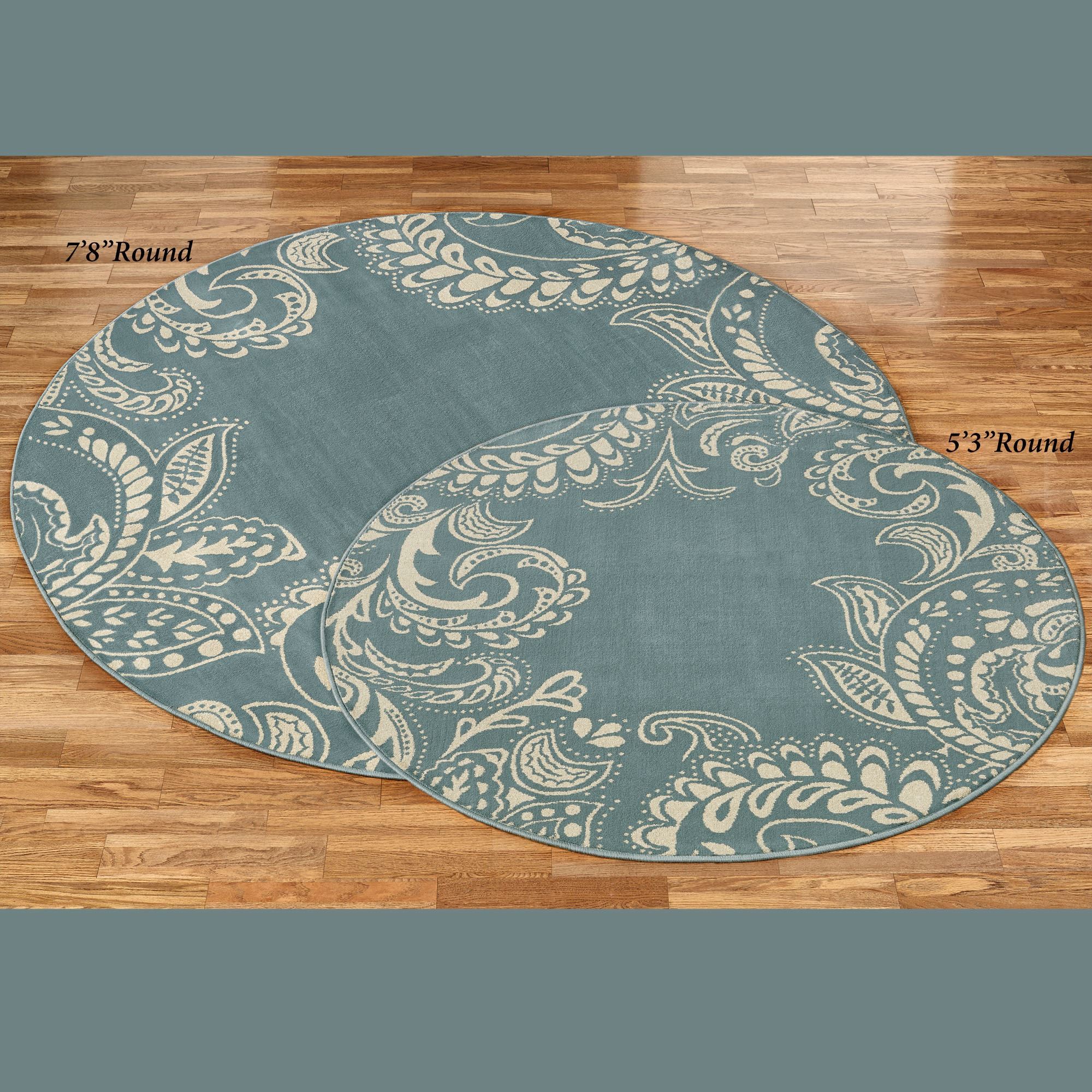 Kamaria Parisian Blue Paisley Round Rugs