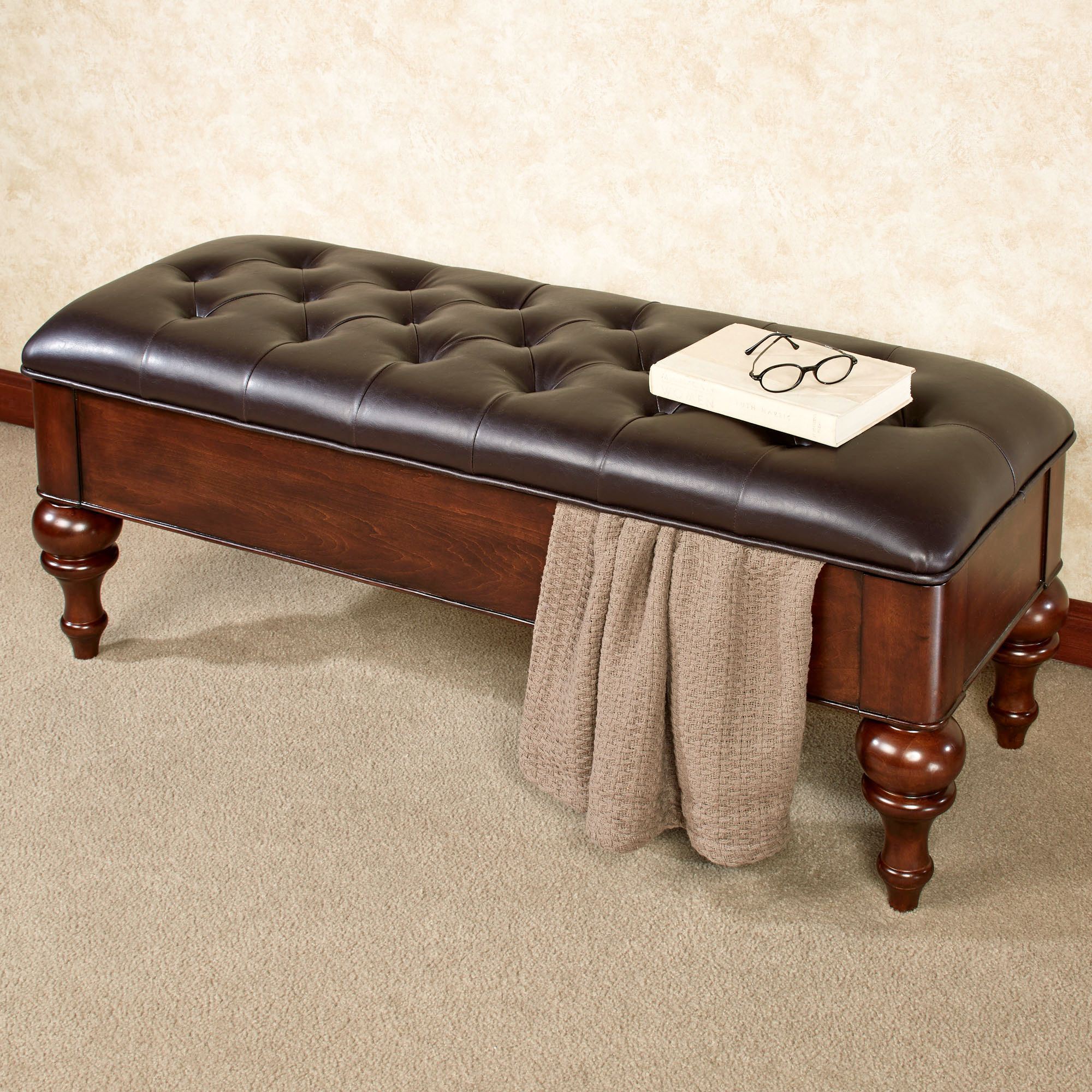 Nicholas Dark Chocolate Faux Leather Upholstered Storage Bench Nicholas Dark Chocolate Faux Leather Upholstered Storage Bench