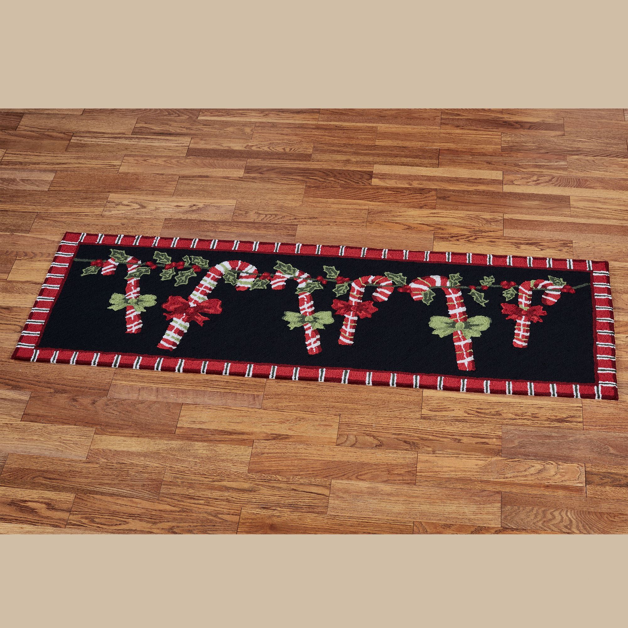 Candy Cane Garland 6 Foot Long Holiday Rug Runner