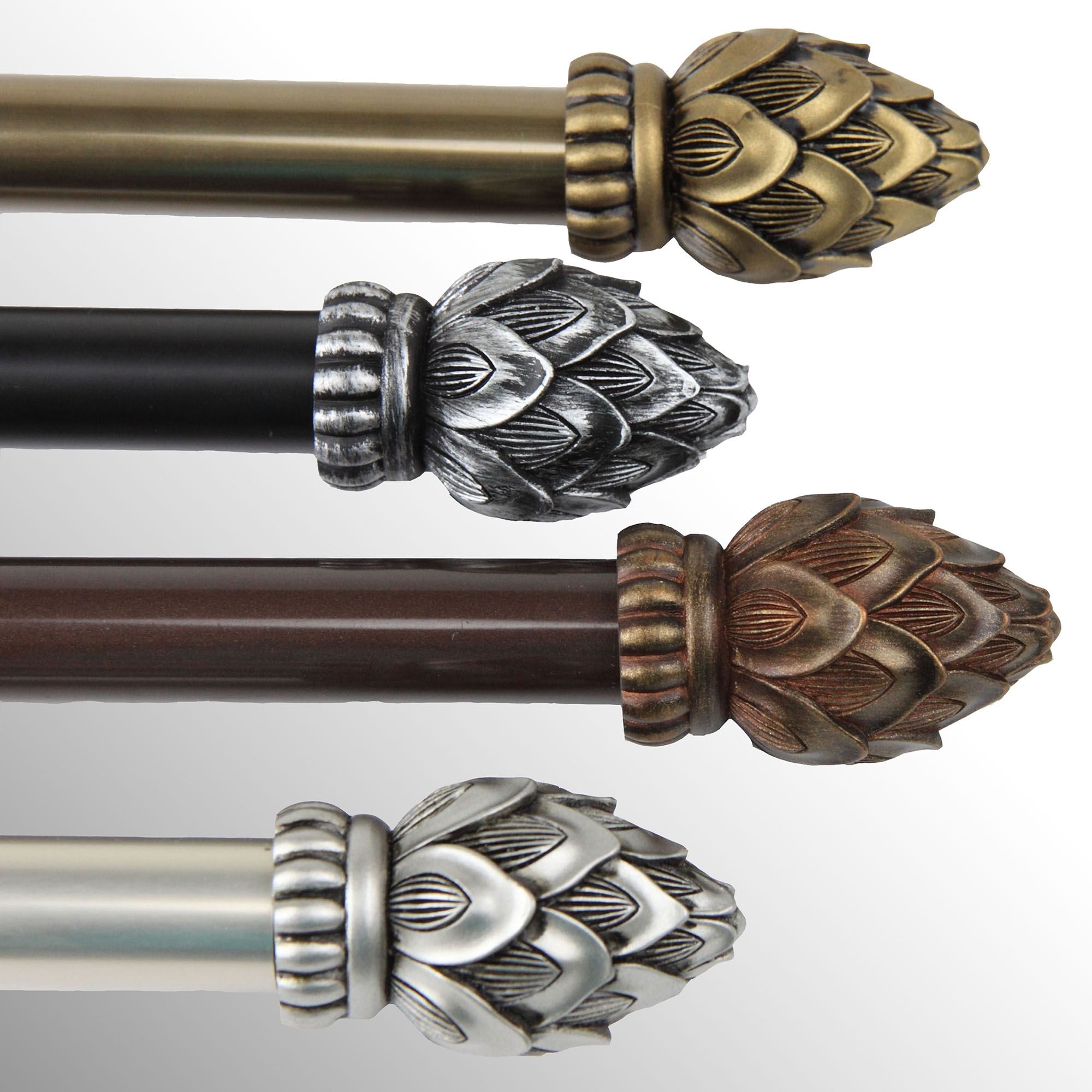 Bud Rod Bud Single Curtain Rod and Finial Set