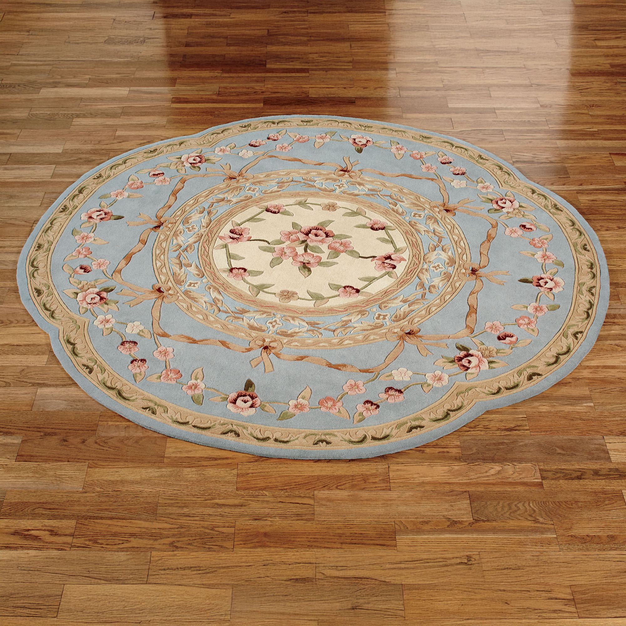 Leila II Sculpted Aubusson Floral Round Rugs