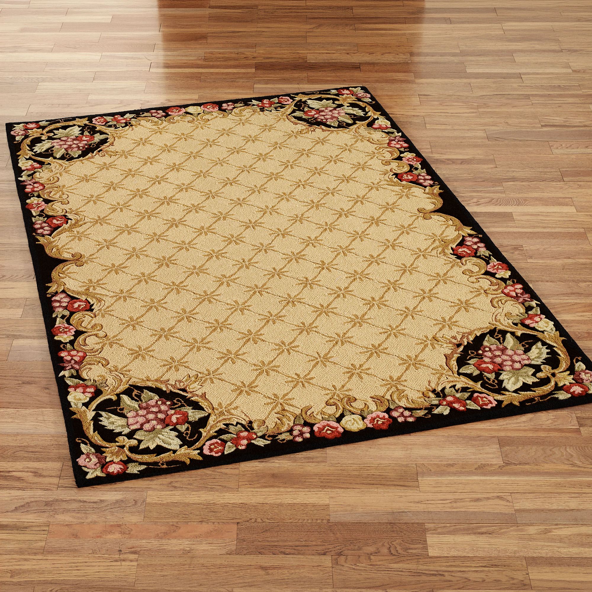 Wine and Roses Hooked Area Rugs