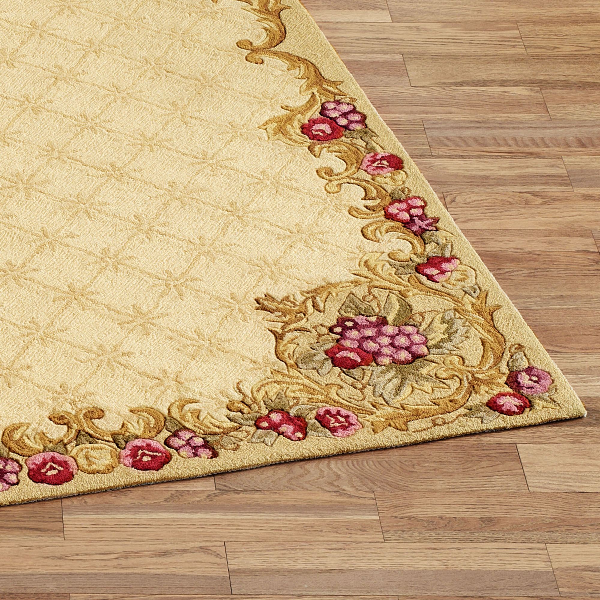 Wine and Roses Hooked Area Rugs