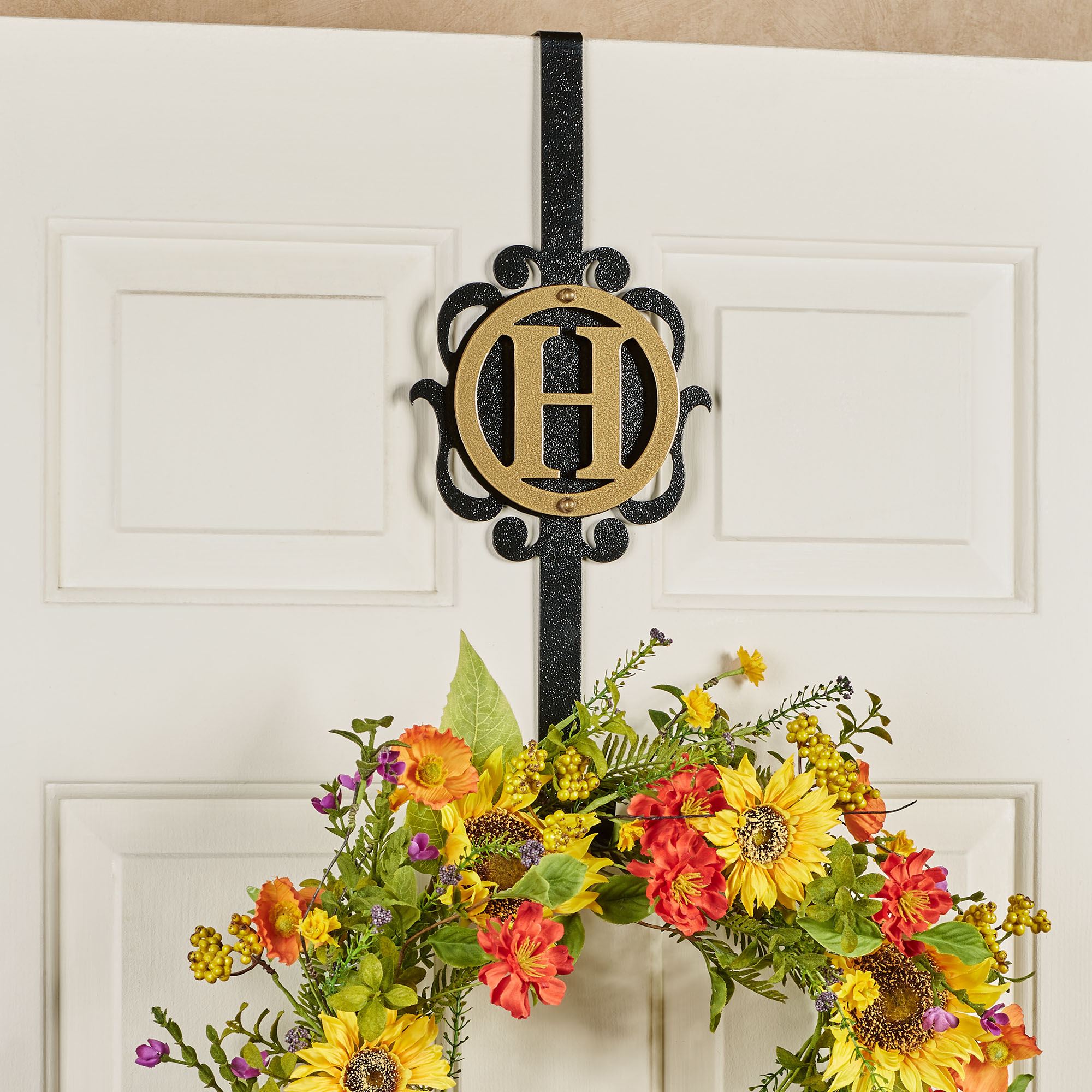Overture Gold Black Over The Door Monogram Wreath Hanger By JasonW Studios Overture Gold Black Over The Door Monogram Wreath Hanger By JasonW Studios