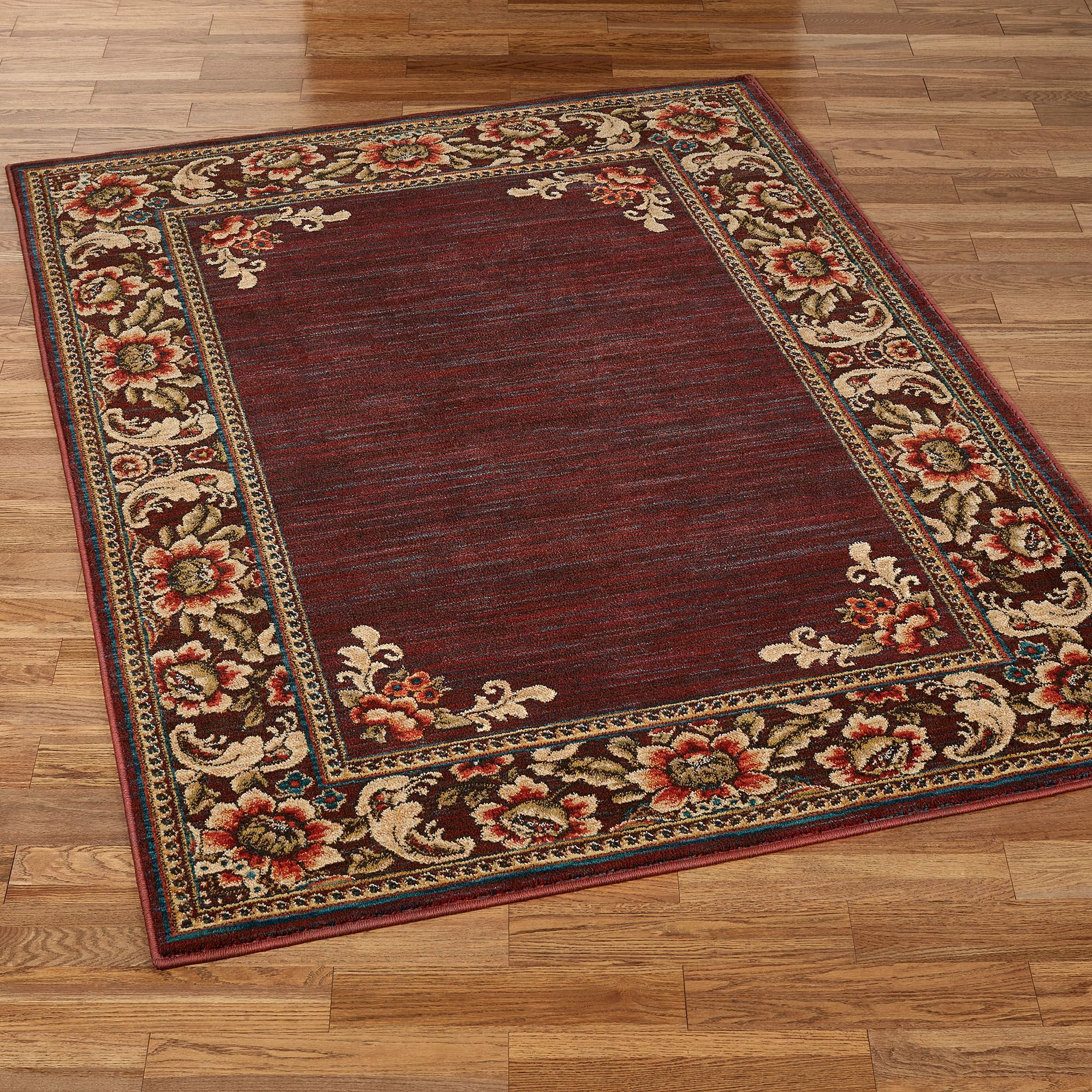 Florian Border Jacobean Floral Cordovan Area Rugs