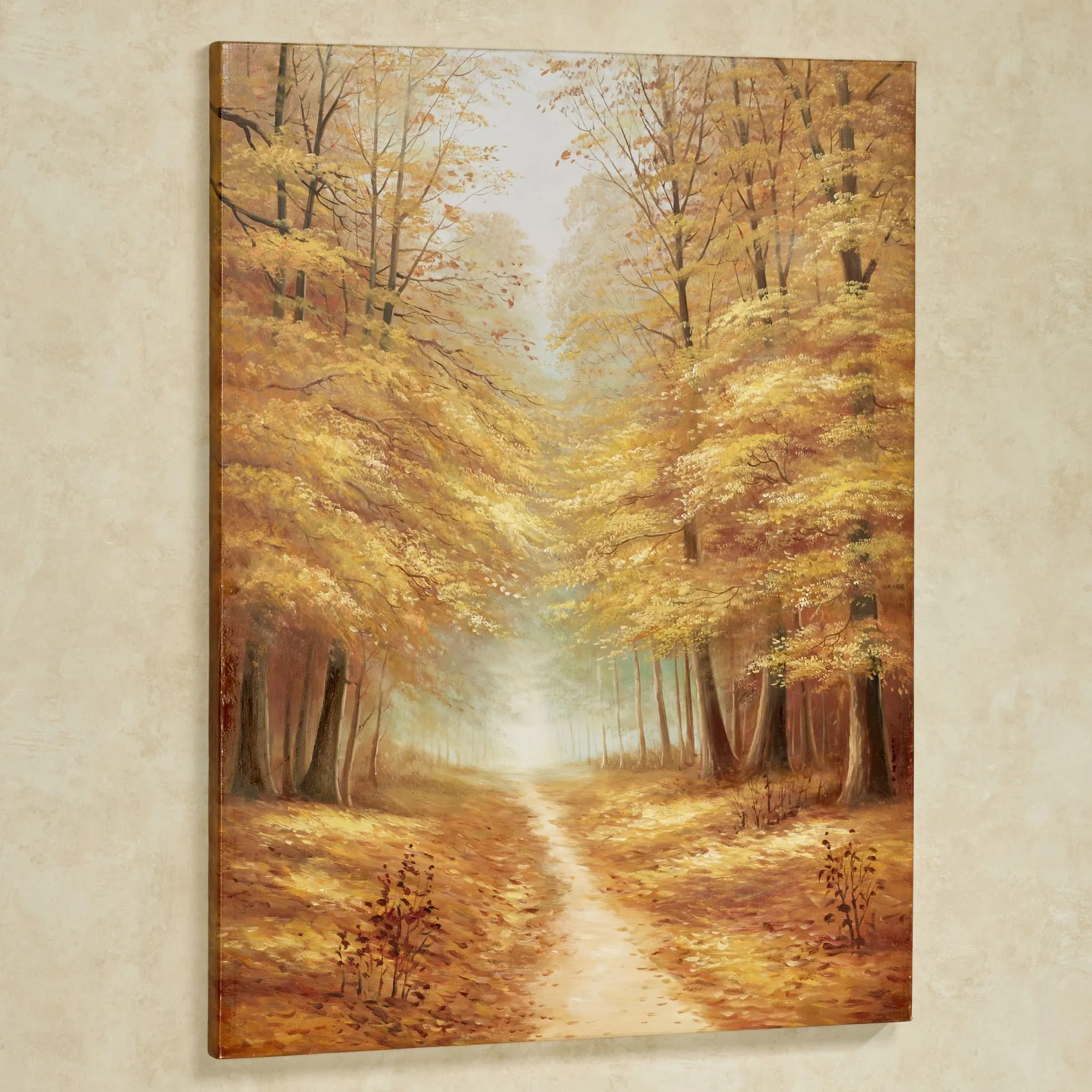 Tiancheng Hand-Painted Autumn Forest Oil Painting - 24x36 Inch Canvas Art With Wood Frame, Yellow Landscape
