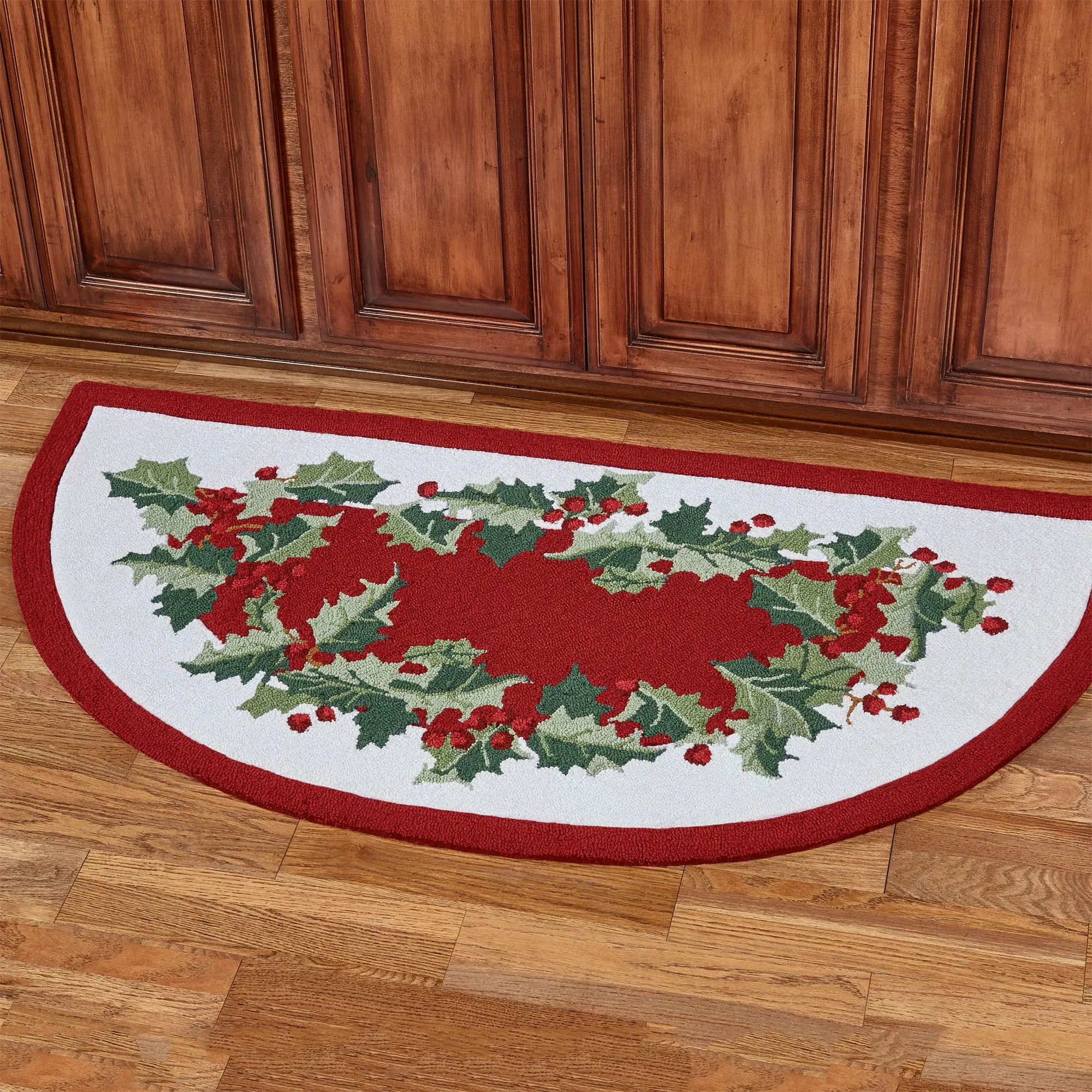 Holly Border Hooked Holiday Area Rugs Holly Border Hooked Holiday Area Rugs