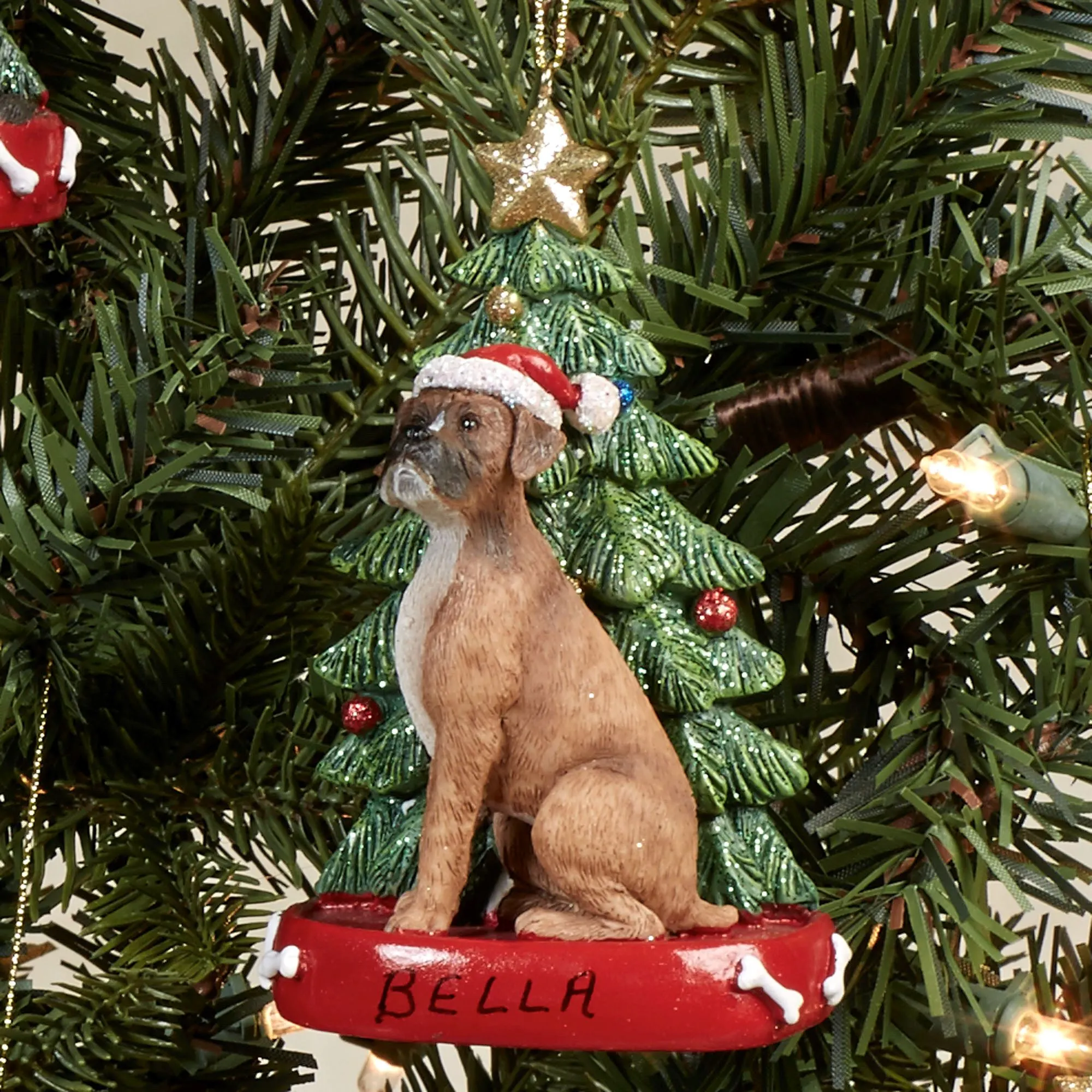 Palla Di Natale Personalizzata Yorkie Con Cappello Di Babbo Natale - Ornamento In Resina 10,8 Cm Con Nome, Regalo Unico Per Amanti Cane
