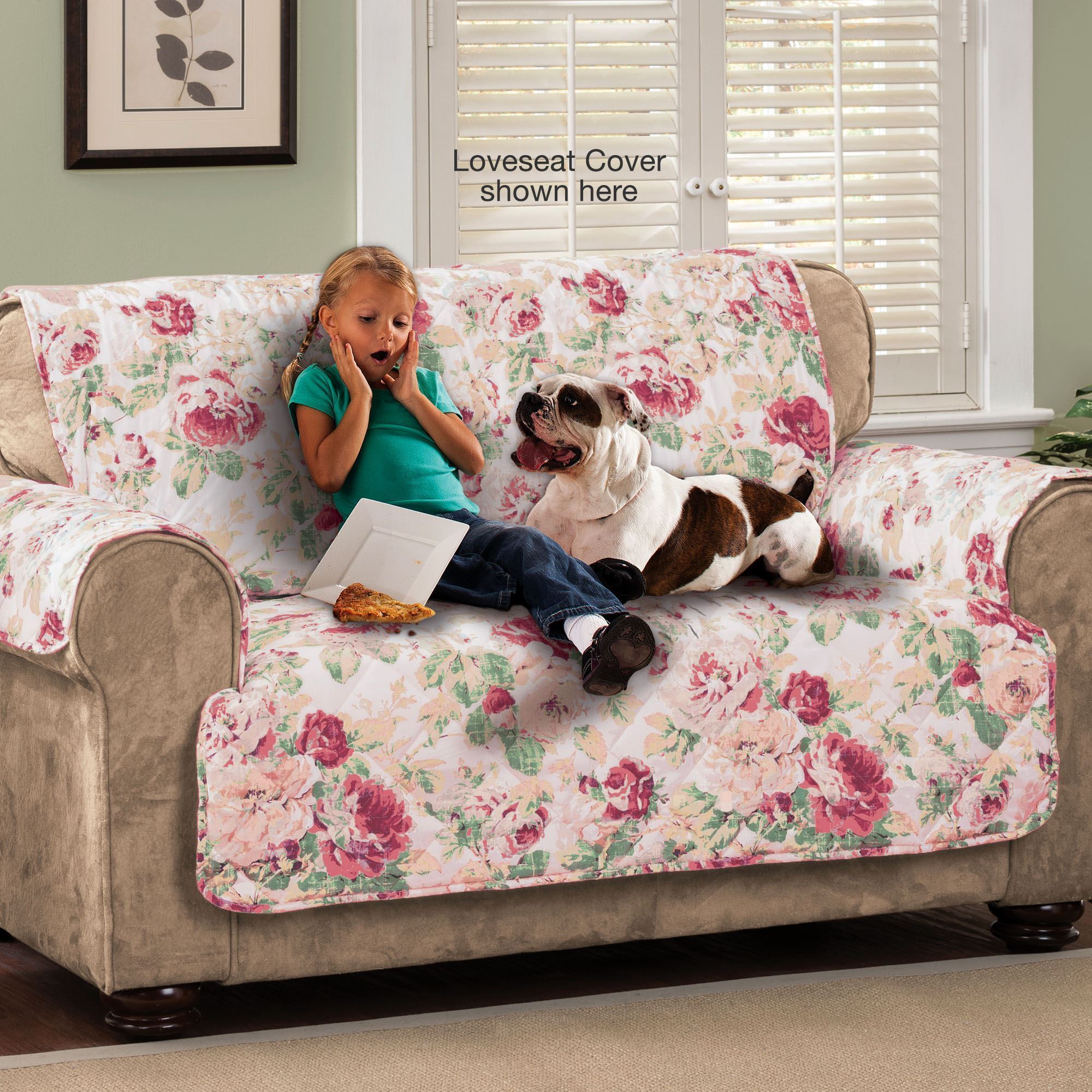 English Floral Tea Rose Quilted Furniture Protectors