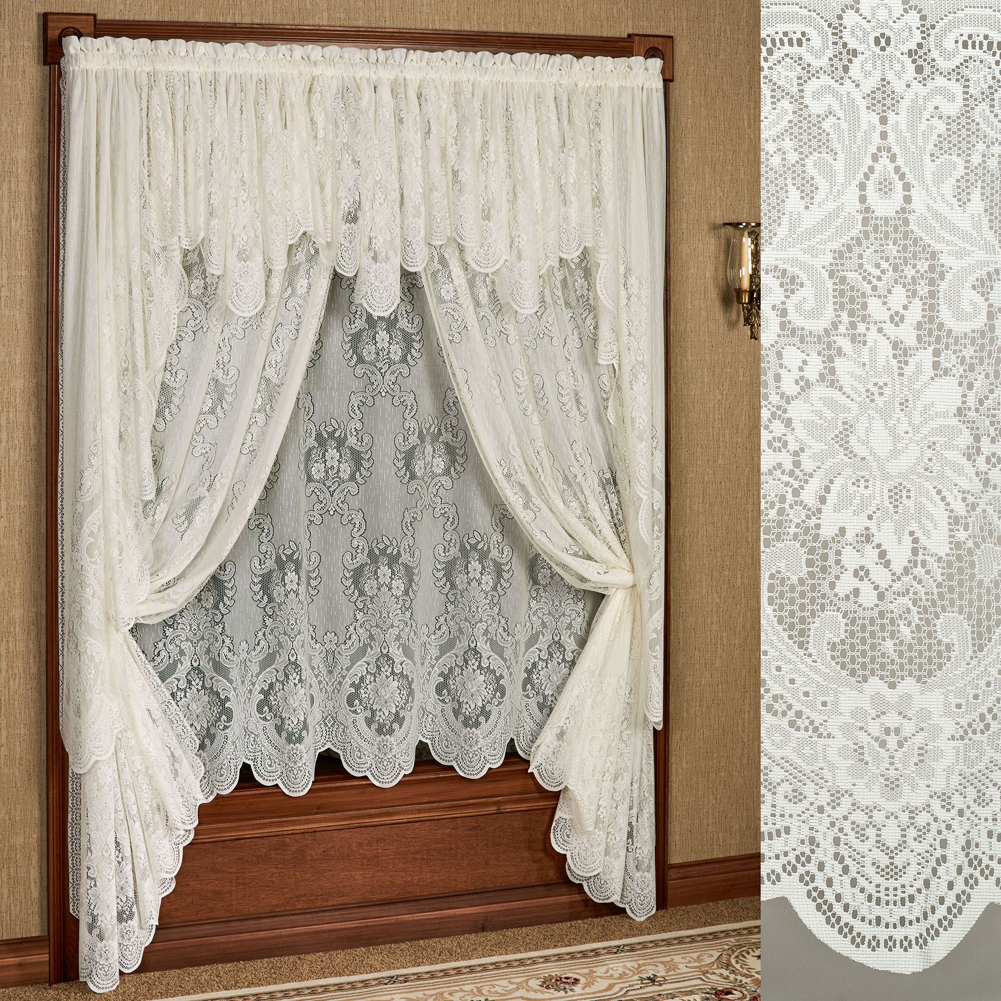 Long Valance Vanessa Lace Long Swag Valance Window Treatment